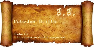 Butscher Britta névjegykártya